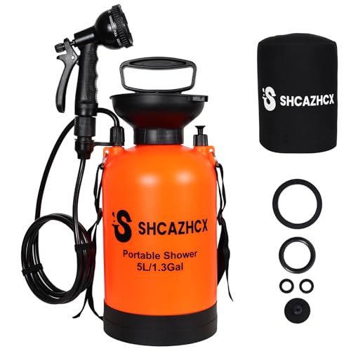 Shcazhcx 1.3 Gallon/5L Portable Outdoor Shower, 10 Spray