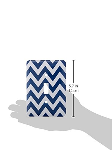 Cache interrupteur chevron bleu marine plaque murale déco blanche salon
