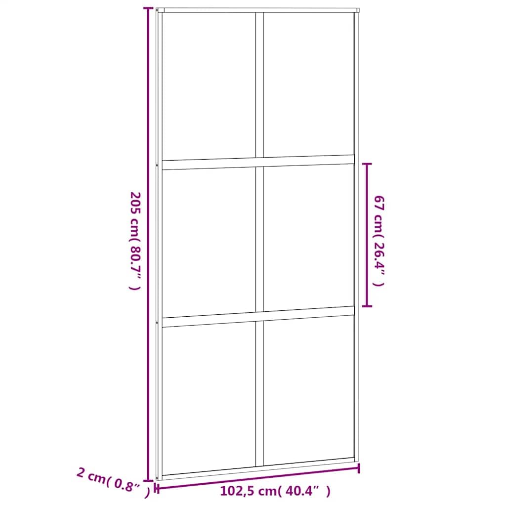 Porte coulissante noir 102,5x205 cm verre trempé aluminium,Matériaux de construction,Portes,Portes d'entrée,155215