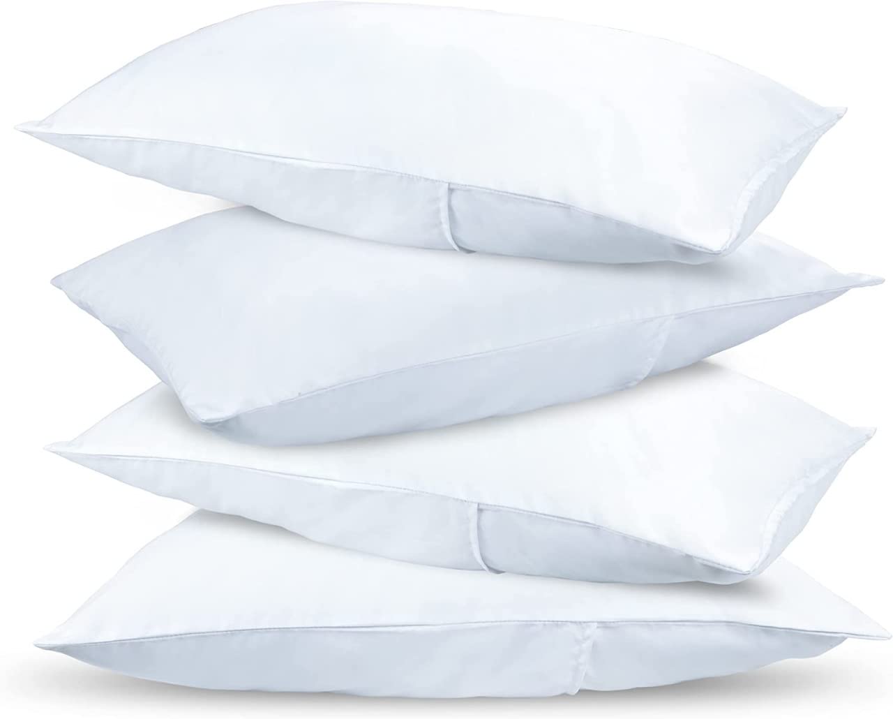 SnoozeMe Microfiber White Pillow Cases Pack of 4 Premium Quality DivasWorld