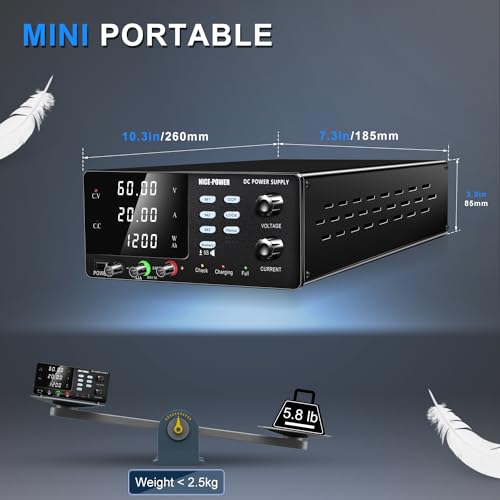 NICE-POWER DC Power Supply Variable, 60V 20A 1200W High Power Bench Power Supply for Battery Charging, Adjustable Switching Regulated Power Supply with OCP, Memory Storage, Output Switch, Lock Button by NICE-POWER - Image 6