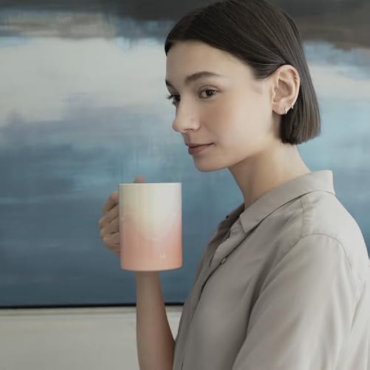 مجموعة أكواب التسخين الذاتي من مجموعة OHOM Ui Artist Collection Blush Cloud | 12 أونصة / 355 مل كوب قهوة وشاي سيراميك مصنوع يدويًا مع وسادة تسخين