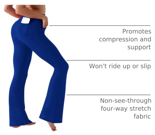 Image of BUBBLELIME 29 inch /31 inch /33 inch /35 inch /37 inch Women High Waist Bootlegs Yoga Pants Tummy Control Bootcut Workout Flared Out Pockets