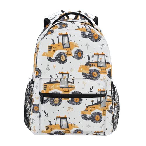 Yellow Truck Tractor Dot Backpack for School Boys Girls Adults Kids Bookbag Laptop Bag 18L - Main Image