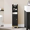 Hzuaneri Bathroom Storage Cabinet, Small Corner Floor Cabinet with Door and Shelves, Narrow Toilet Paper Holder, Bathroom Organizer with Adjustable Shelf, for Small Spaces, Black BC08206X