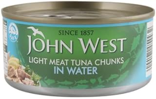 تونة قطع لحم خفيفة مغمورة في الماء من جون ويست، 170 جم
