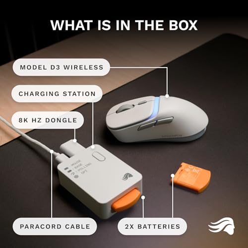 GLORIOUS Gaming Model D3 Wireless Gaming Mouse - InfinitePlay Swappable Battery, 130H Battery Life, 8k Polling, 130M Optical Switches, Ultralight 69g, 30K DPI Optical Sensor, RGB - White by GLORIOUS - Image 7