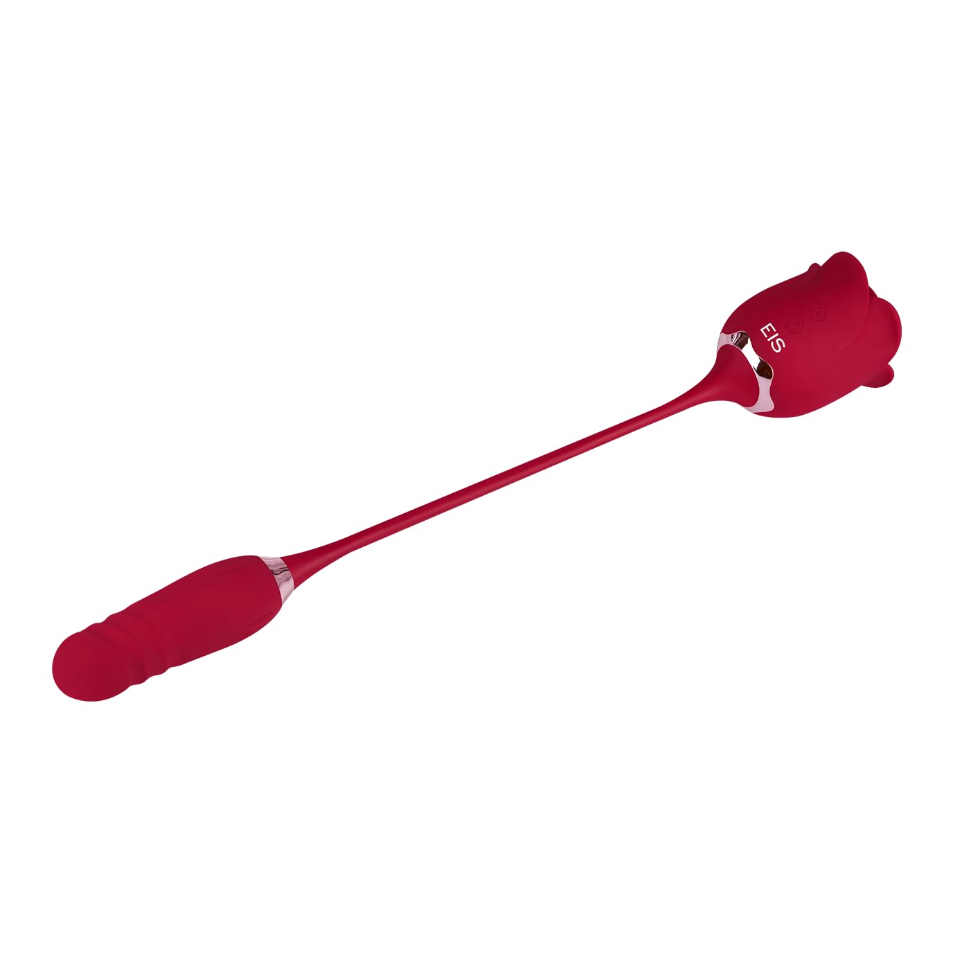 EIS, vibratore, vibratore da appoggio, mini vibratore, vibratore da appoggio a forma di rosa - 2 in 1, 39,8 cm, impermeabile, ricaricabile, silicone delicato sulla pelle