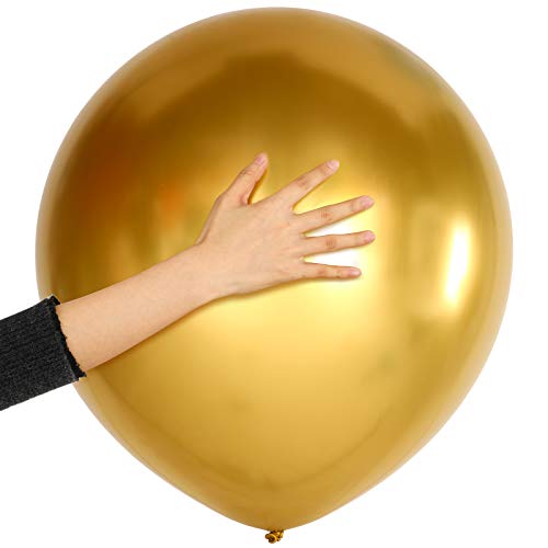 Skylety 10 Pack 18 Inch Gold Metallic Balloons, Large Shiny Thick Latex Helium Balloons for Garland Arch Kit 50th Anniversary Wedding Birthday Baby Shower Graduation Party Decorations by Skylety - Used condition - US$7.01