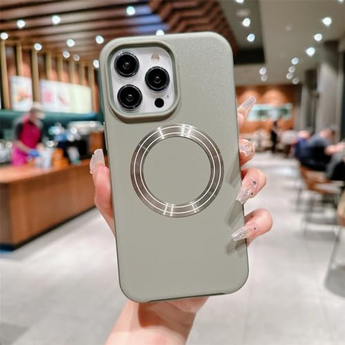 Coque iPhone 12 Pro ENILSA cuir luxe gris avec induction magnétique