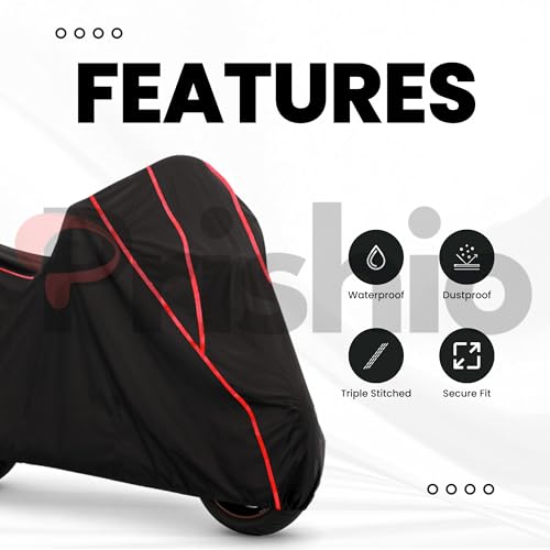 Image of Waterproof Bike Cover for Honda Shine | Dustproof, UV Heat Resistant & Windproof with Full Bottom Elastic, Heavy Duty Triple Stitched - Black Polyester