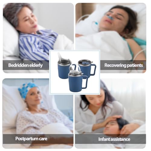 13.5oz Spill Proof Cups for Elderly, 3 in 1 Stainless Steel Sippy Cup with Straw and 2 Lids for Adults, Great for Water, Milk, Soup, Health & Household Supplies - Image 8