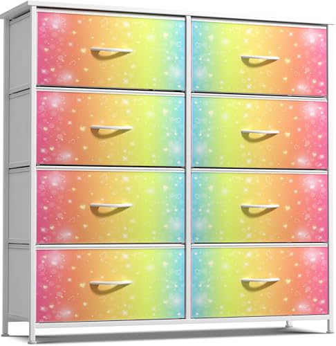 Sorbus Dresser with Fabric Drawers & Wood Top (8 Drawer, Rainbow Stars) - image 1