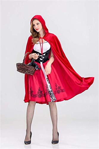 LXESWM Petit Chaperon Rouge Costume Femmes Adulte Déguisements Costume Fête Thème Fête Halloween Cosplay Costume, Robe Et Cape À Capuche (Size : X-Small) Cover