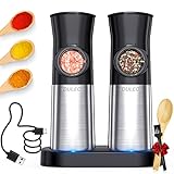 Rechargeable Electric Salt and Pepper Grinder Set, DULEC Gravity Salt & Pepper Mill Sets with Chargi