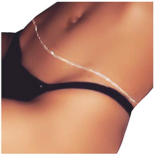 Women Sexy Rhinestone Waist Chain Sparking Low Waist Jewelry (silver color) (Silver 2)
