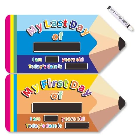 Homievar 2023 Pencil Sign - First Day of School Chalkboard Photo Prop for Kids in Preschool or Kindergarten - 1 White Chalkboard & Chalk Included Cover