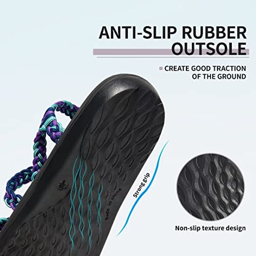 Megnya Women's Athletic Hiking Sandals, Wadable Slide Sandals For Women, Arch Support Sandals With Soft Ropes For Walking/Vacation/Sport Purple Blue Size 10 #TOP5