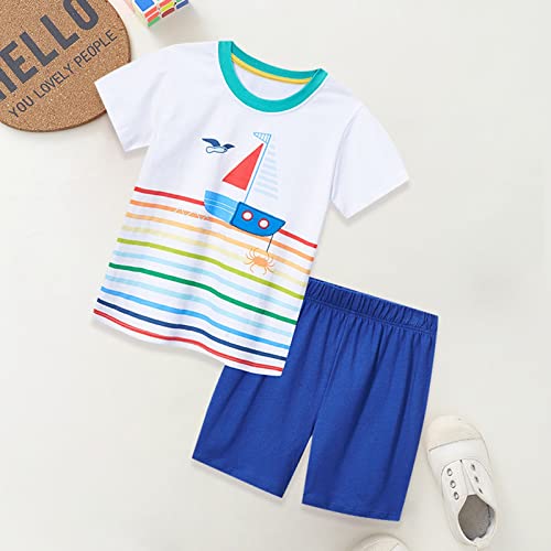 Roupas infantis de verão para meninos de verão shorts de manga curta de duas peças tricotadas de alg