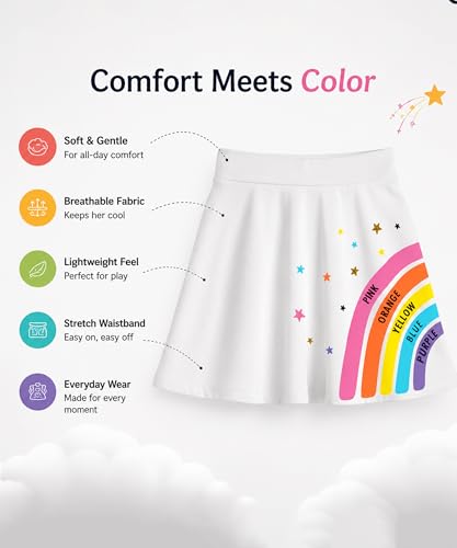 Image of KYDA KIDS Girls 100% Pure Cotton Skater Skirt with Attached Inner Shorts | Ideal for Summer Sports, Play & Casual Wear | Comfortable Fit for Girls Aged 2-16 Years