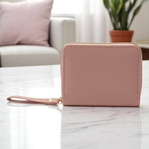 1Pcs Minimalist Wallet Minimalist Candy Colors Mini Purse PU Leather Pink 11x8.7cm