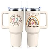 XAIVEZL 50th Birthday Gifts for Women 40 oz Tumbler with Handle and Straw Lid Leak Proof - 50 Years Old Fabulous Gifts for Women Insulated Tumblers Travel Coffee Mug
