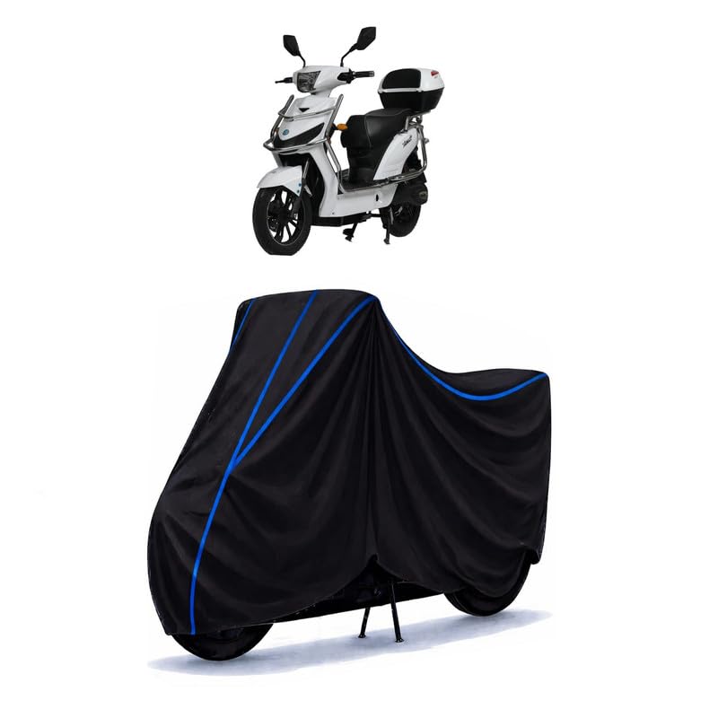 Image of Scooty Cover Water Resistant for Avan Xero | Universal Scooter & Bike Cover | Heavy Duty UV Dust, Rain & Scratch Protection Weather Indoor Outdoor | Black with Blue Piping