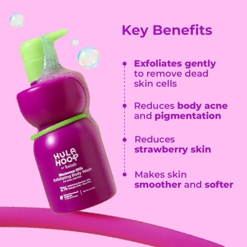Image of Hula Hoop Exfoliating Body Wash (2 Pcs) | 2% Salicylic Acid + Zinc PCA | Reduces Body Acne, Strawberry Legs & Tan | Exfoliates & Moisturizes to Reveal Smooth & Bump-free Skin | 500ml | For Men & Women