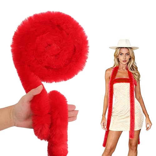 Red Faux Fur Trim Ribbon, Furry Faux Fur Strips for Sewing 1.77 in by JOYENBOOM - Used condition - US$8.82