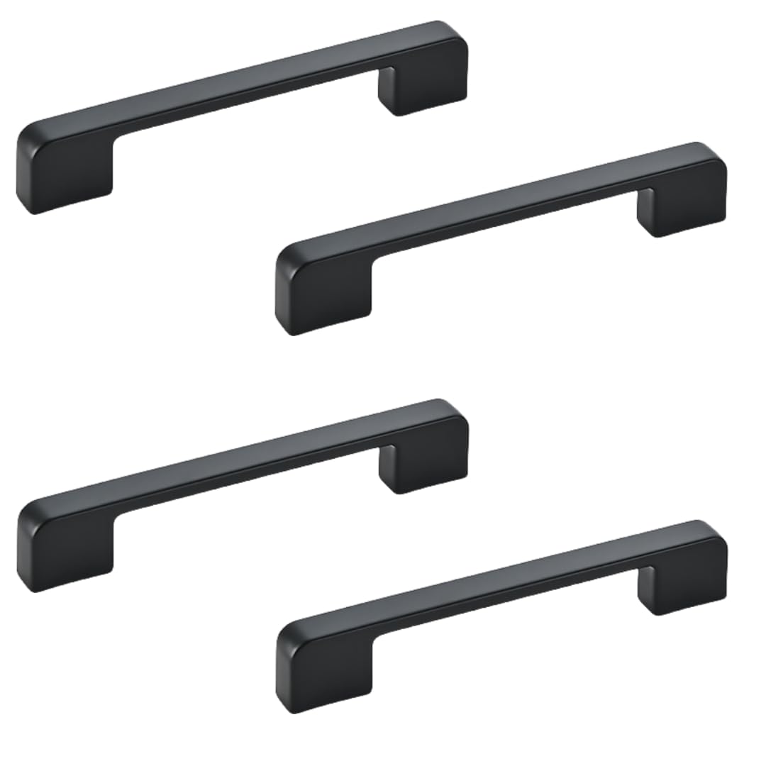 NLQCSXWEP Zinc Alloy Cabinet Bow Handle, Zinc Alloy Furniture Handles Pack of 4 Multiple Finishes 96-320mm(128mm Matt Black)