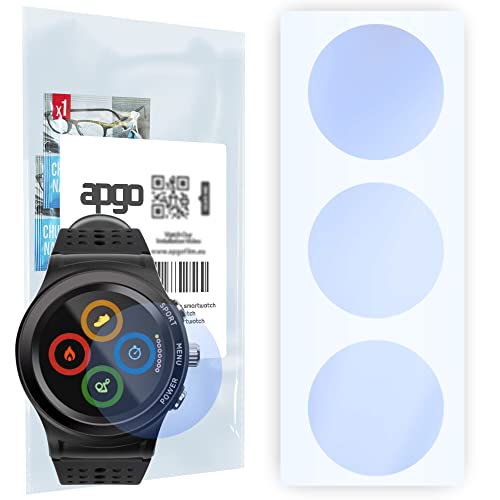 apgo Displayschutzglas 3 Stück für Acme SW301 Smartwatch, Hybrid 9H, Bildschirmschutz, Schutzglas mit Full Glue [Klar, Kratzfest]