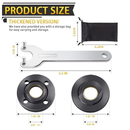 7PCS Angle Grinder Nut Angle Grinder Flange Wrench, Premium Flange Metal Lock Nut Compatible with Milwaukee Metabo Dewalt Bosch Ryobi Black Decker 4.5\" 5\" 5/8-11 Replacement Part - Thumbnail 2