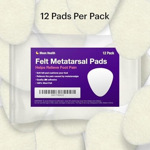 12-Pack Metatarsal Foot Pads for Pain Relief - 1/4” Thick, Ball of Foot Cushions for Women and Men, Forefoot and Sole Support, Metatarsalgia Mortons Neuroma. Metatarsal Pads Ball of Foot Cushions.