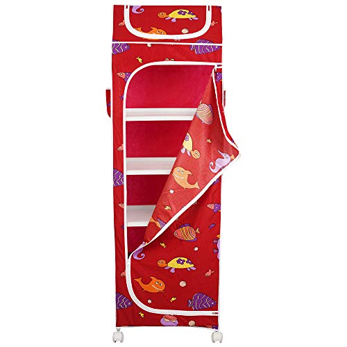 Image of Little One's | 6 Plastic Shelves Foldable Baby Storage Box (Made in India), ISI Certified, Unbreakable Material, (Steel Structure)| Aquatic Red | H6 /FR