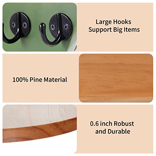 Crakth Key And Mail Holder For Wall Decorative, Wooden Boho Key Hanger With Shelf, Unique Two-Tone Circular Design Entryway Key Rack - Brown & Green #TOP5