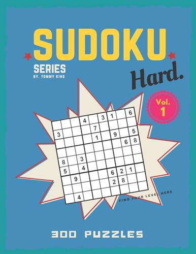 Sudoku series by. Tommy King Hard. Vol. 1 300 puzzles Find your level here: Sudoku book collection 6 puzzles per page Letter size Large book 8.5 x 11 ... puzzle game for adults and Sudoku lovers