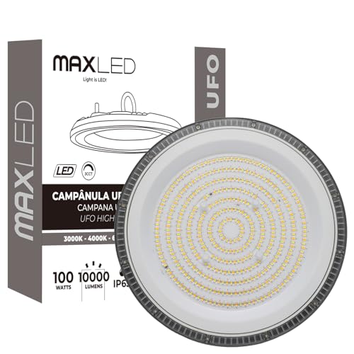 Image of Maxled, Light is Led! Grey 100W UFO LED High Bay Light 10000lm CC LED Workshop Lighting IP65 Waterproof Commercial Bay Lighting for Workshop Warehouse Garage Industrial Factory