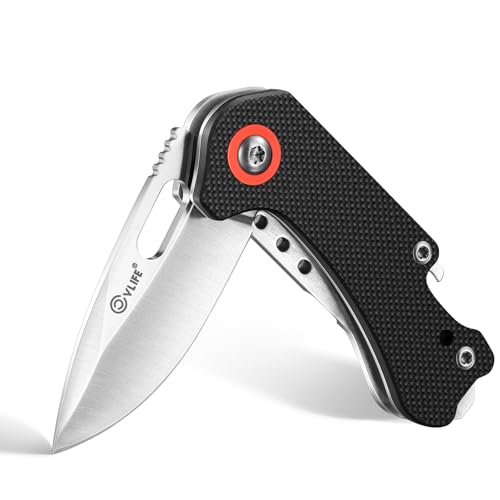 CVLIFE Mini Folding Pocket Knife, 1.69" 8Cr14Mov Steel Blade with G10 Handle, Compact Daily Knives for Men Women, EDC Multi-Tool with Bottle Opener and Glass Breaker, Ideal for Camping Kitchen Hiking Fishing, Silver