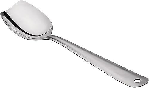 IMEEA Cuchara de borde plano de acero inoxidable 188 cuchara de cocina de borde plano 10 pulgadas cuchara de servir