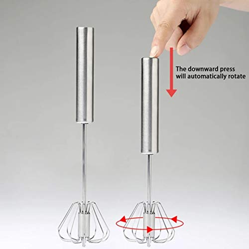 Image of YANCI Stainless Steel Semi-Automatic Hand Push Mixer Stirrer Whisk Blender for Egg Beater Cream Whipper Kitchen Utensil for Blending, Whisking, Beating & Stirring, 25 x 6 cm, Silver, 1 Piece