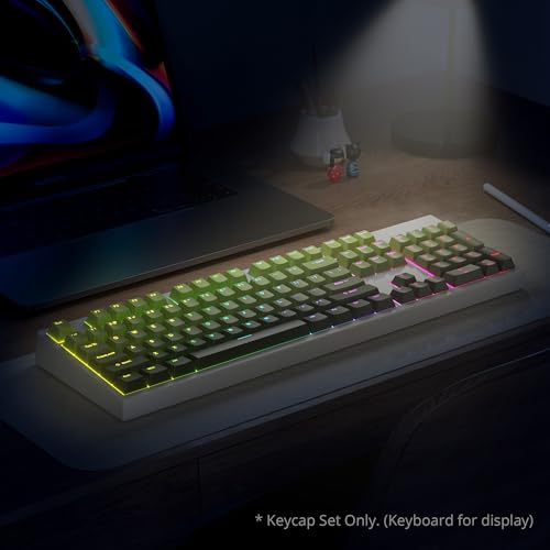 Image of PBT Gradient Green Keycaps, Shine Through Cherry Profile Keycaps, Double Shot Custom Minimalist Style for MX Switched Mechanical Keyboard