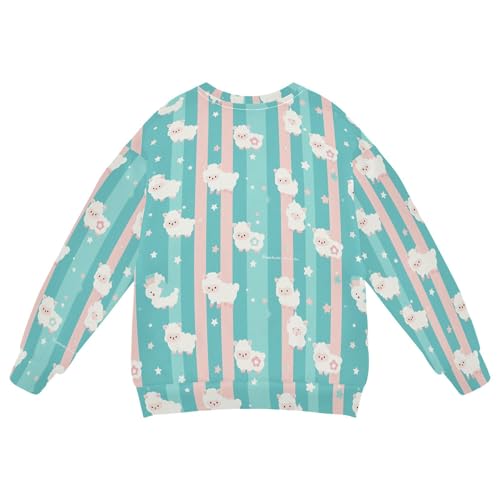 JUNZAN Cute Cartoon Sheeps Stripes Big Girls Sweatshirts Hoodies Fleece Kids Hoodies Boys Party 4T2
