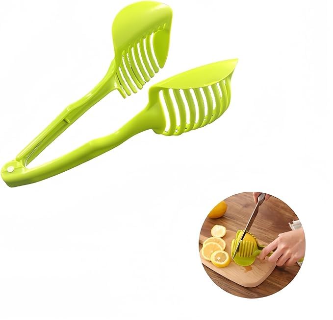 "Slice, Cut, and Grip: The Ultimate Multi-Functional Kitchen Tool - Tomato Slicer, Lemon Cutter, and Round Tongs"