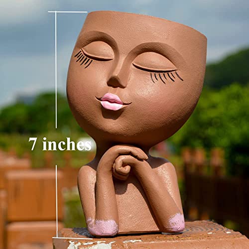 Lovtoctic Face Planters Pots Head Planter, Face Planter, Lady Heads Flower Pot, Plant Pots Indoor, White Vase, Statue Flower Pots, Face Vase With Drainage And Rubber Plug(7.2 Inch) #TOP6