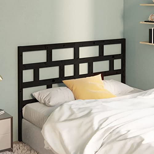  Chusui Testiera per Letto Pannelli per Testata Letto Pannelli Testiera Letto Testiere Letto Testiera per Letto Nera 126x4x100 cm in Legno Massello di Pino Rr