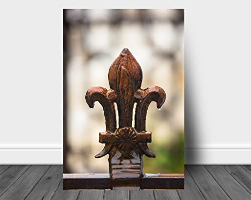 French Quarter Wall Art (Ready To Hang) Vertical Metal Print Of Iron Fleur De Lis With Raindrops Along Fence On Rainy Day In New Orleans Louisiana Photography Nola Decor #TOP16