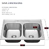 Kitsitchen 33x22-Inch Drop-in Stainless Steel 50/50 Double Bowl Kitchen Sink,Top Mount Double Bowl Sinks with Gold Kitchen Sink Drain Assembly 3-1/2 Inch