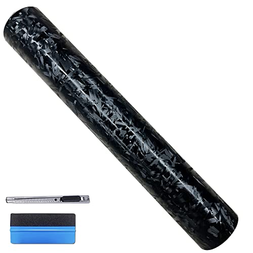 Image of LZLRUN Forged Carbon Fiber Shard Black Car Vinyl Wrap Film 1ft x 3.5ft