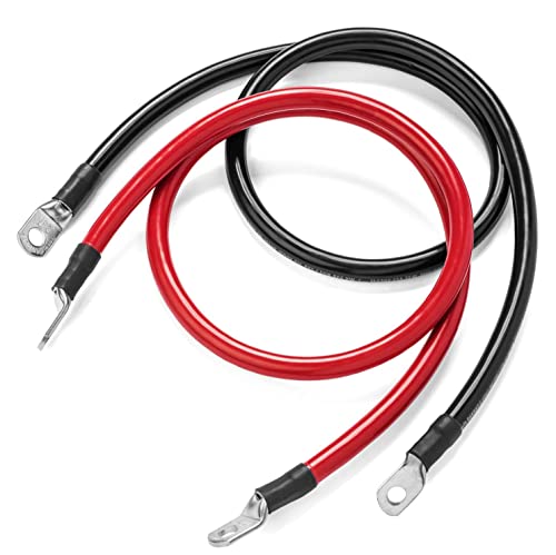 GUUZI 5 AWG/16mm² 80 cm Cables de Batería MAX 100A Cable Inversor de Energía de Batería con Orejetas de Cobre Estañado Ambos Extremos para Solar Marine Boat RV Car Motorcycle