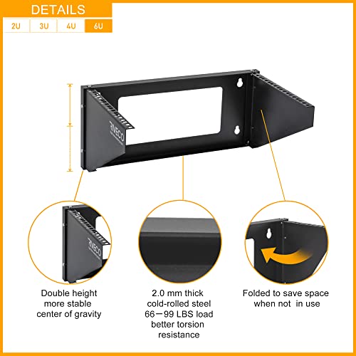 RIVECO Wall Mount Rack for Network| Reinforced Heavy Load 66-99 LBS Small Server Racks Vertical & Horizontal Mounting for 19 inches IT & Studio Equipment. (6U)…… by RIVECO - Image 4